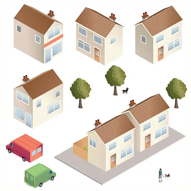 Vector illustration of Town Houses