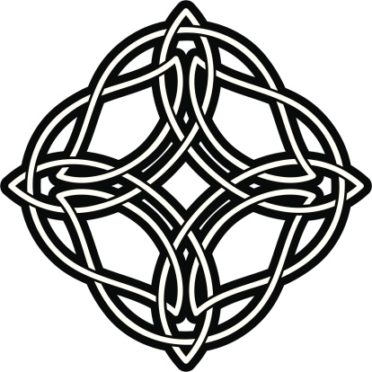 Celtic knot medallion, with removable, thick black background shape, in lower layer. Turn off layer to reveal lighter, more refined knot, as shown below. Designed in only 2 colors, black and white as Global Swatches for easier editing. Just color as you wish. Included files: AI CS3, EPS8, high resolution JPEG and transparent PNG. Also included are AI CS3, EPS8 and transparent PNGs of black-only, with the white knocked out.