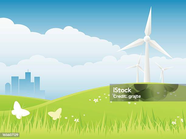 Energia Wiatruconservation Tle - Stockowe grafiki wektorowe i więcej obrazów Bez ludzi - Bez ludzi, Chmura, Energia odnawialna
