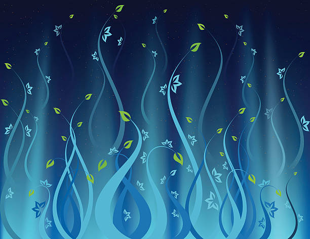blue florals vector art illustration
