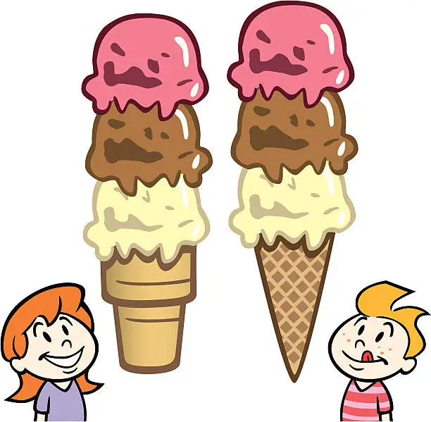 Vector illustration of Ice Cream With Kids