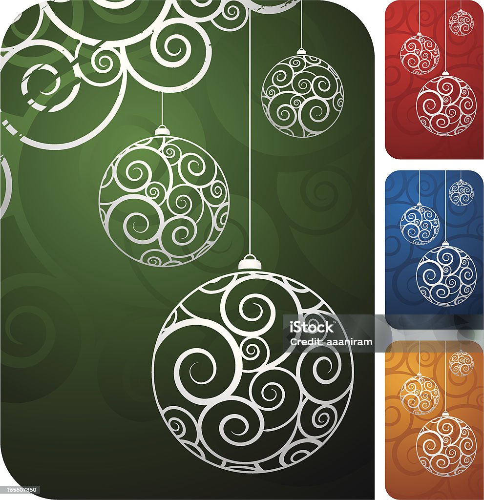 Christmas Tree Decoration Stylized Christmas decoration with swirl pattern on a green background.Christmas decoration, pattern and color variations of background are grouped and layered separately. Backgrounds stock vector