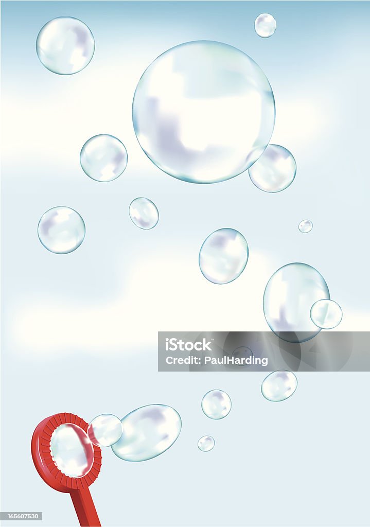 Envoyer des bulles dans le ciel - clipart vectoriel de Faire des bulles de savon libre de droits