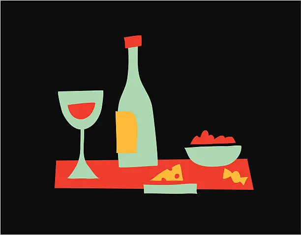 Vector illustration of Wine & cheese