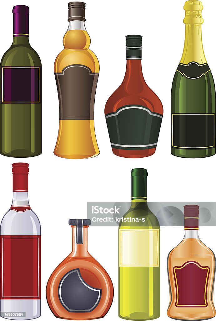 Bottiglie di bevande alcoliche - arte vettoriale royalty-free di Alchol