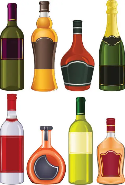 Vector illustration of Liquor bottles