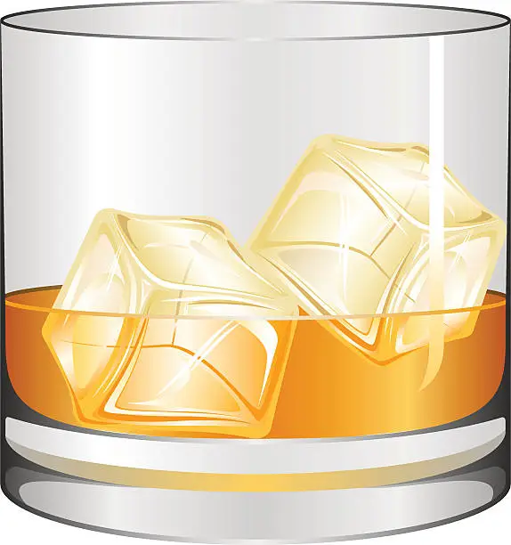 Vector illustration of Glass of whiskey