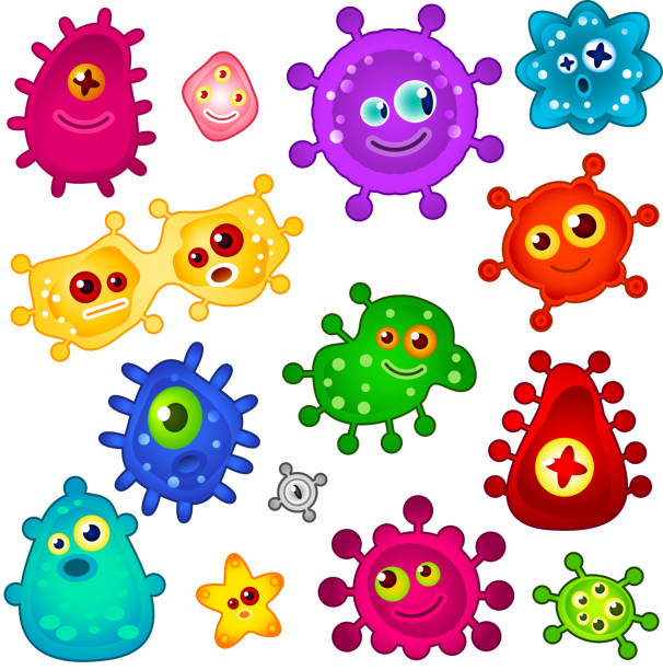 viren - healthcare and medicine multi colored cell backgrounds stock-grafiken, -clipart, -cartoons und -symbole