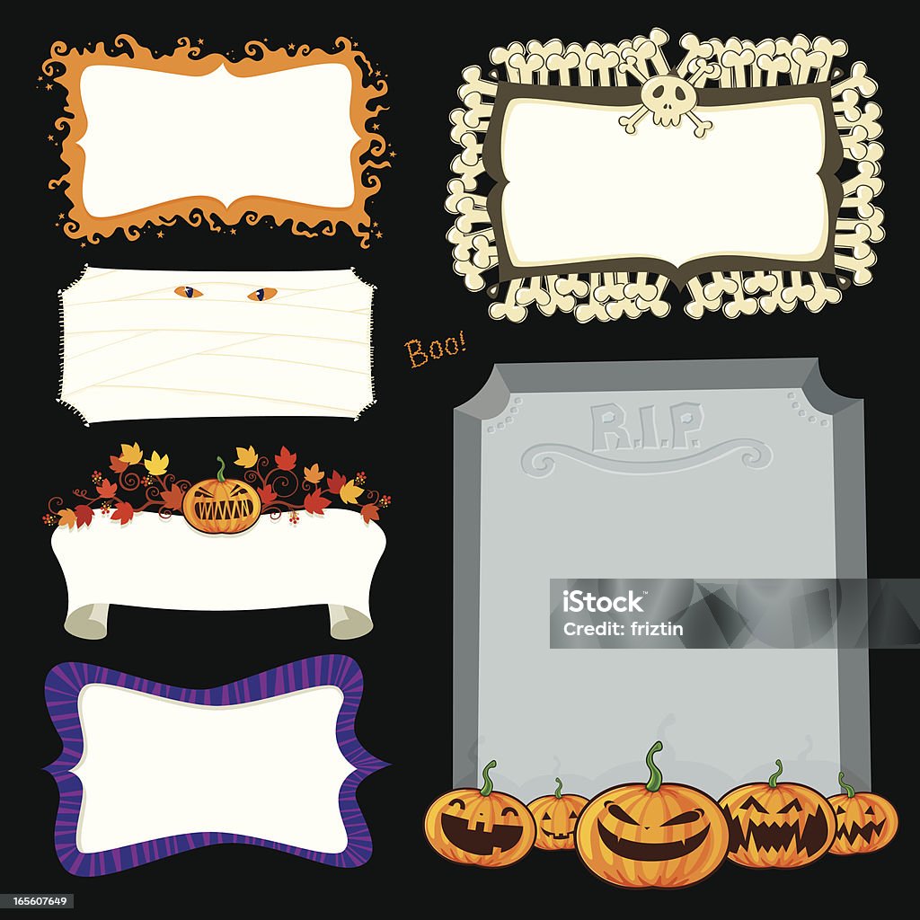 Halloween banners Collection of 6 different Halloween labels/banners. Frame - Border stock vector
