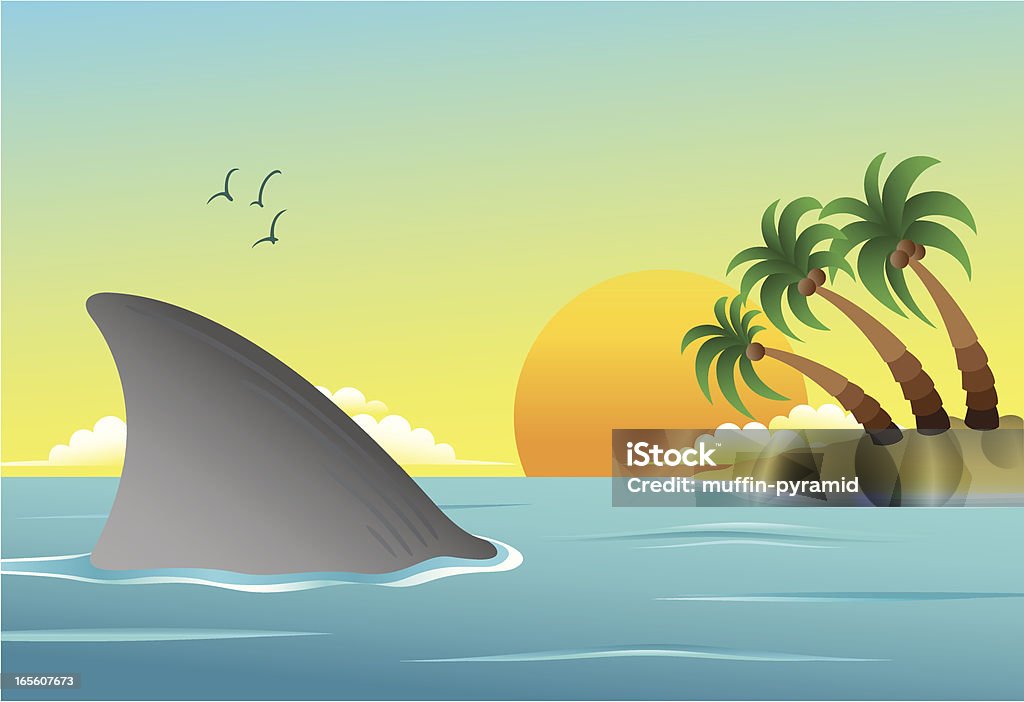Requin et la plage - clipart vectoriel de Requin libre de droits