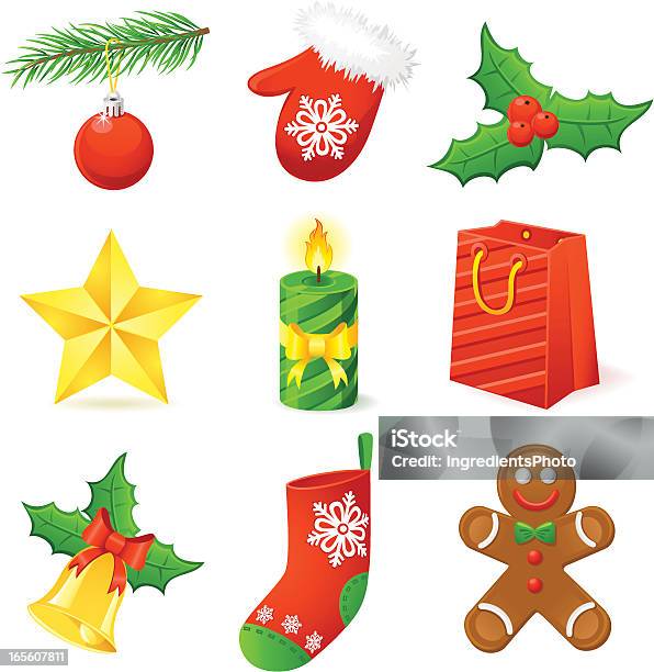 Icône De Noël Collection Vecteurs libres de droits et plus d'images vectorielles de Arbre - Arbre, Biscuit en pain d'épice, Bougie