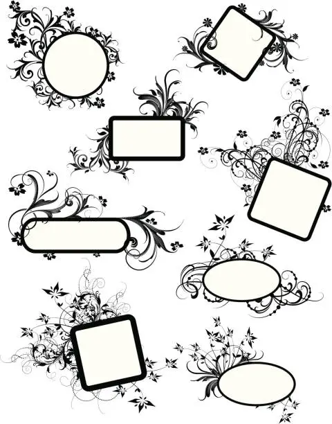 Vector illustration of Black and White Banner Set