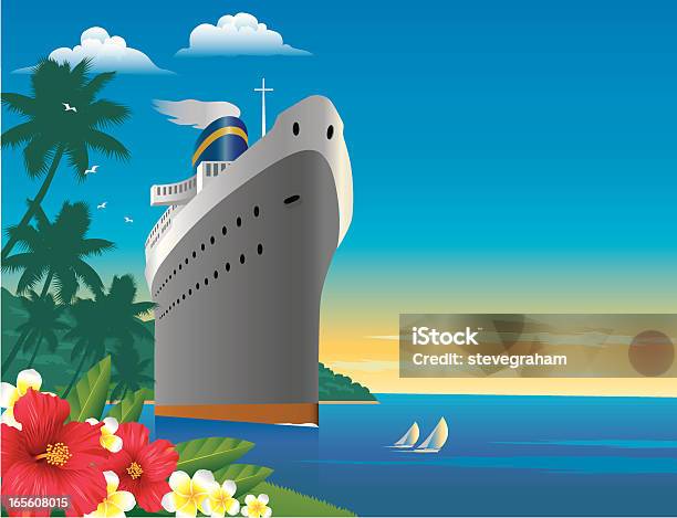 Cruzeiro Tropical - Arte vetorial de stock e mais imagens de Barco de Cruzeiro - Barco de Cruzeiro, Art Déco, Plano de Fundo