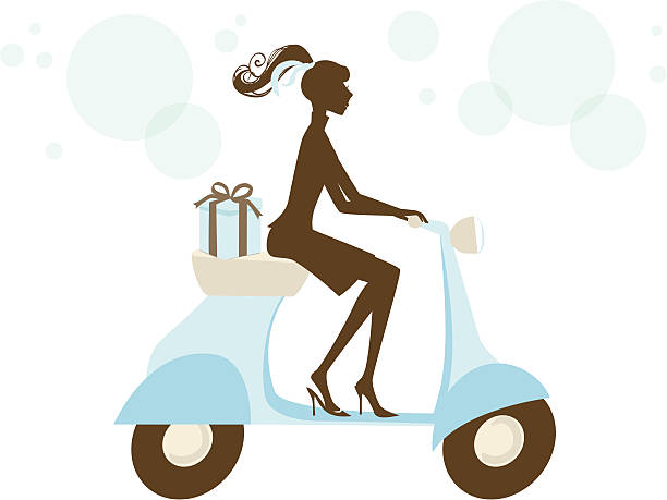ilustrações de stock, clip art, desenhos animados e ícones de vespa rapariga - vespa scooter