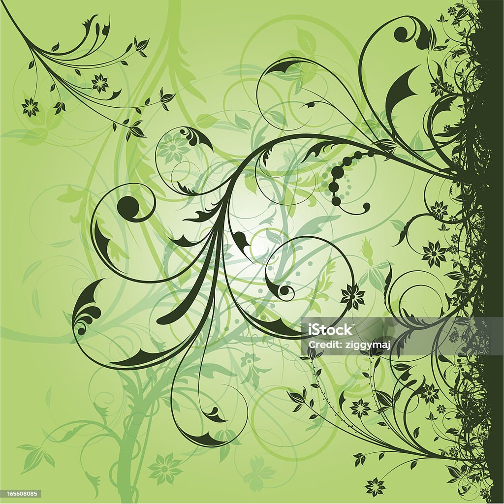 Зеленый цветочный дизайн - Векторная графика Без людей роялти-фри