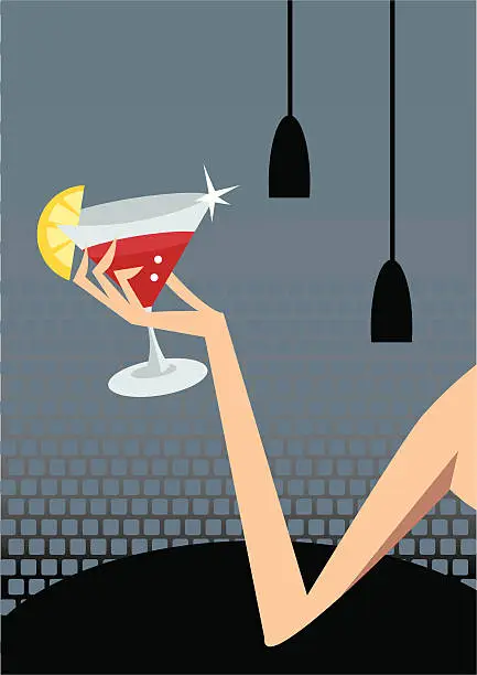 Vector illustration of red martini time