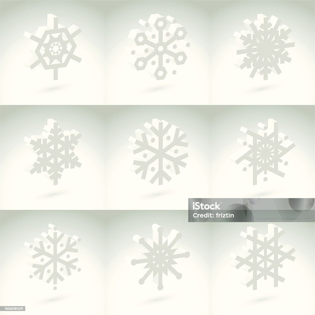 Белый изометрических снежинок - Векторная графика Зима роялти-фри