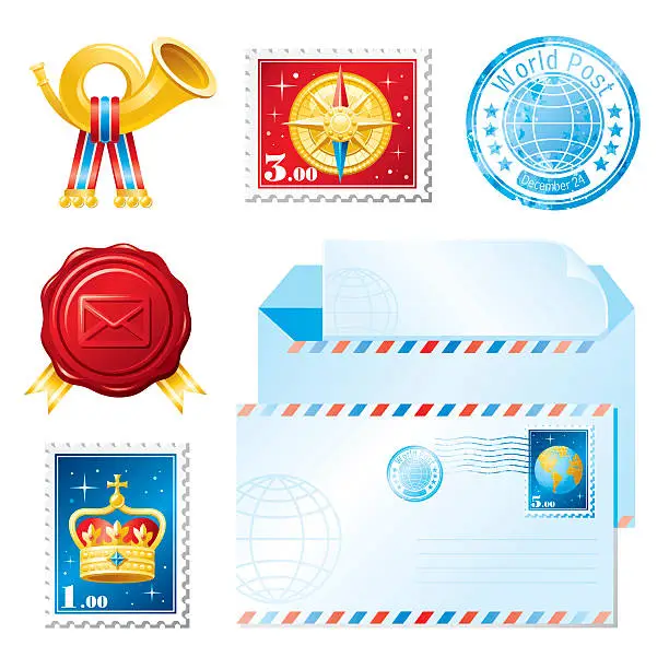 Vector illustration of Mail icon set