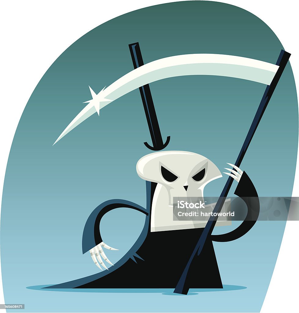 Death Portrait of DEATH..in a very big hat. Probably on his way to see someone special. Blue stock vector