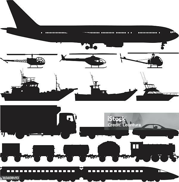 De Transporte - Arte vetorial de stock e mais imagens de Contorno - Contorno, Figura para recortar, Avião