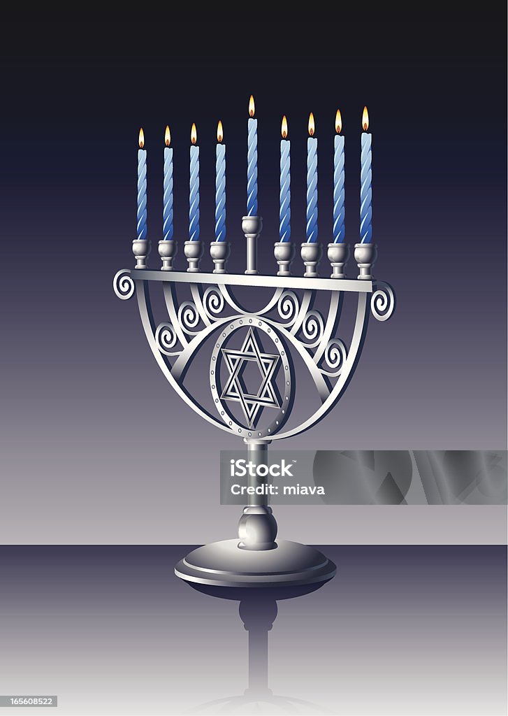Menorah Illustration with silver menorah for the holiday of hanukkah Hanukkah stock vector