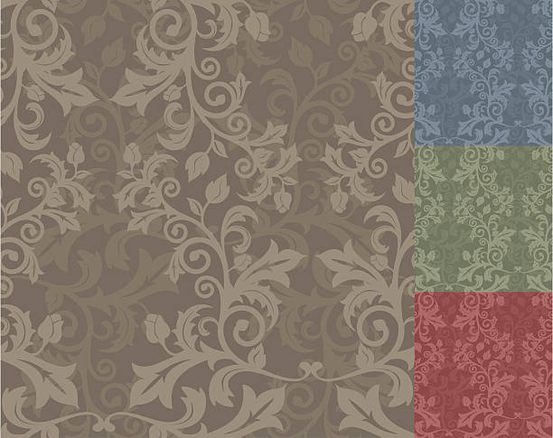 illustrazioni stock, clip art, cartoni animati e icone di tendenza di flora verticale-run pattern (senza striscia - rose pattern victorian style seamless