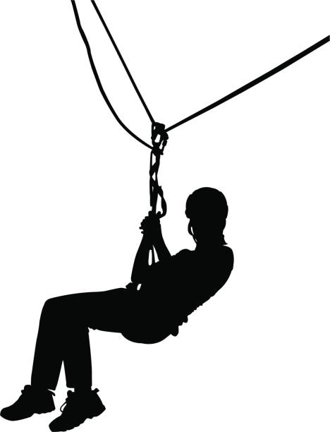 Extreme sports Extreme sports - traveling on rope bridge zip line stock illustrations