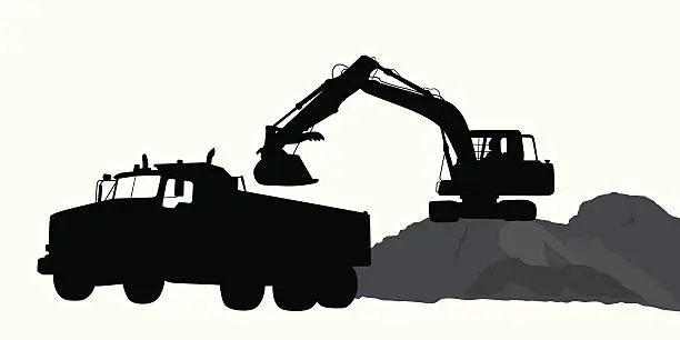 Vector illustration of Dirt Truck Vector Silhouette