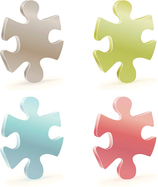 ilustrações, clipart, desenhos animados e ícones de conjunto de quebra-cabeça de cetim - solution silver problems puzzle