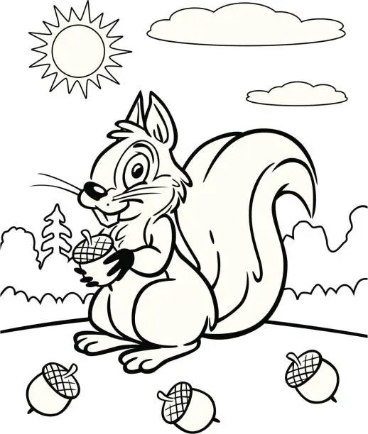 Vector illustration of Coloring Book of Squirrel