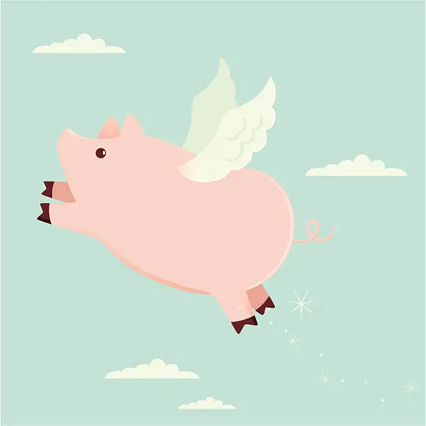 Vector illustration of when pigs fly