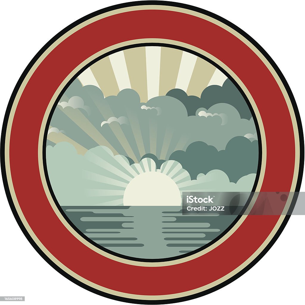 Zachmurzony Zachód słońca emblem - Grafika wektorowa royalty-free (Chmura)