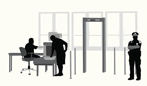 Vector illustration of Security Check Vector Silhouette