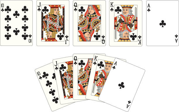 クラブのスーツ 2 つのロイヤルフラッシュトランプ - poker cards royal flush leisure games点のイラスト素材／クリップアート素材／マンガ素材／アイコン素材