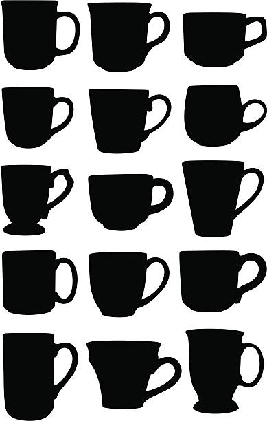 Silhouettes of coffee cup varieties vector art illustration