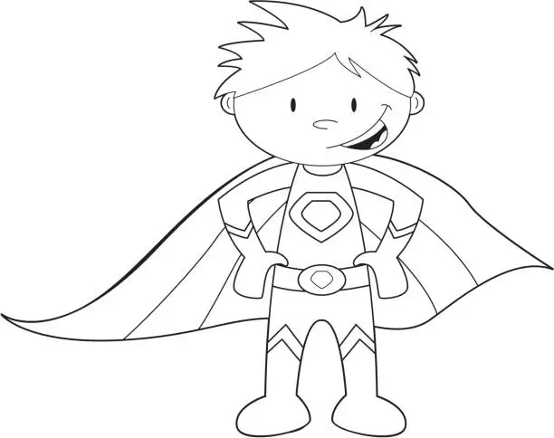 Vector illustration of Colour It In Super Hero Template