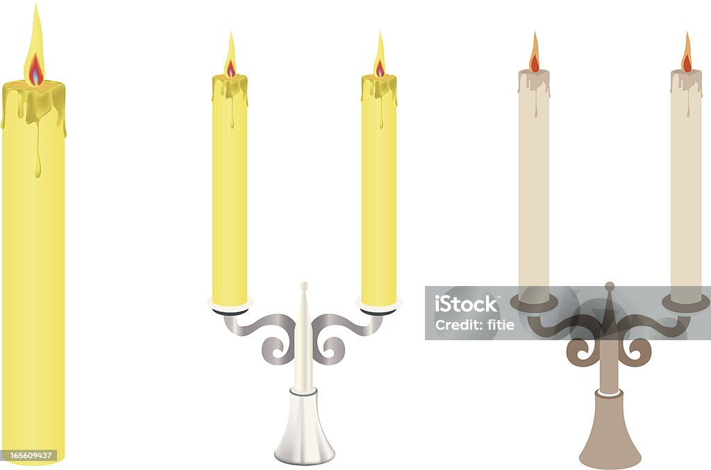 Bougie et candleholder - clipart vectoriel de Aspect métallique libre de droits