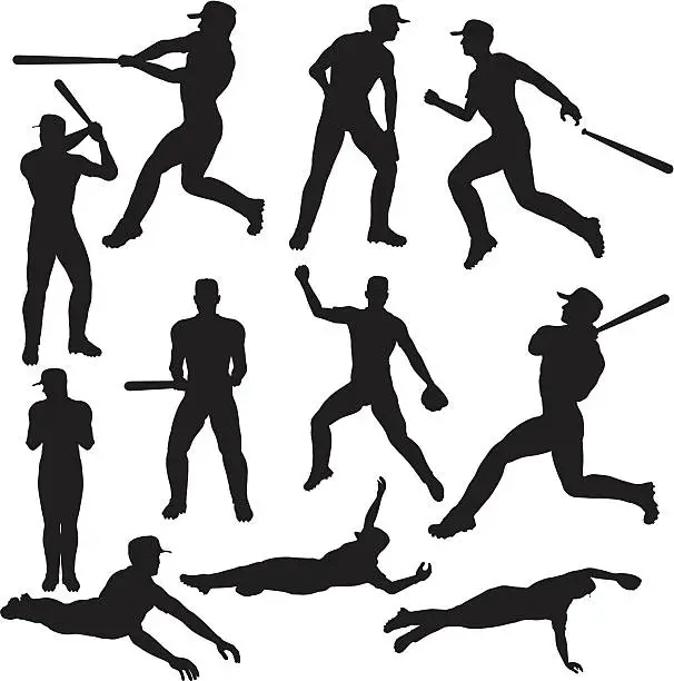 Vector illustration of Baseball Silhouette Collection