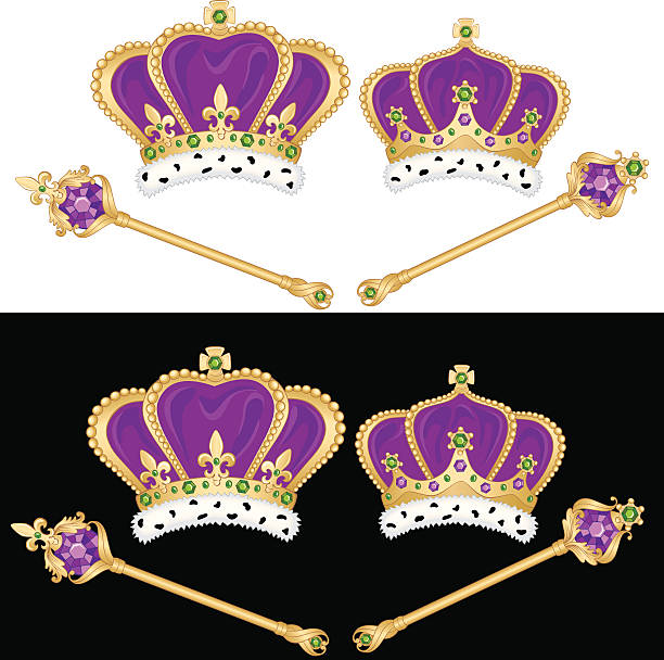 Mardi Gras King & Queen korony zestaw – artystyczna grafika wektorowa