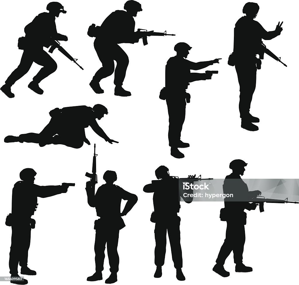 Soldier Silhouette Collection Stock Illustration - Download Image Now ...