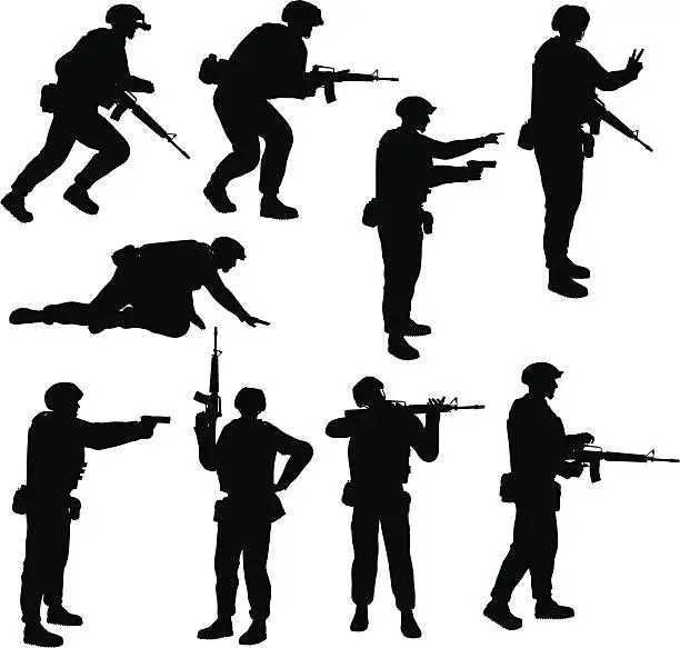 Vector illustration of Soldier Silhouette Collection