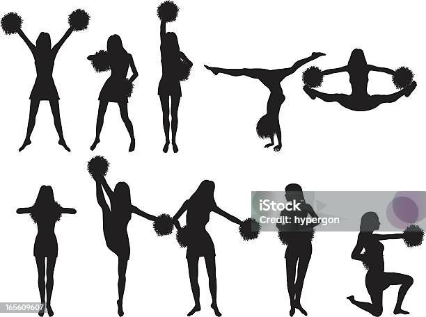 Cheerleader Silhouette Collection Stock Illustration - Download Image Now - Cheerleader, Clip Art, Competition