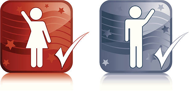 Presidential Campaign 2 icons with Stars and Stripes representing a male and female presidential running mate. republican national convention stock illustrations