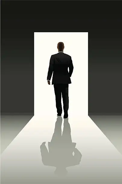Vector illustration of Doorway and businessman