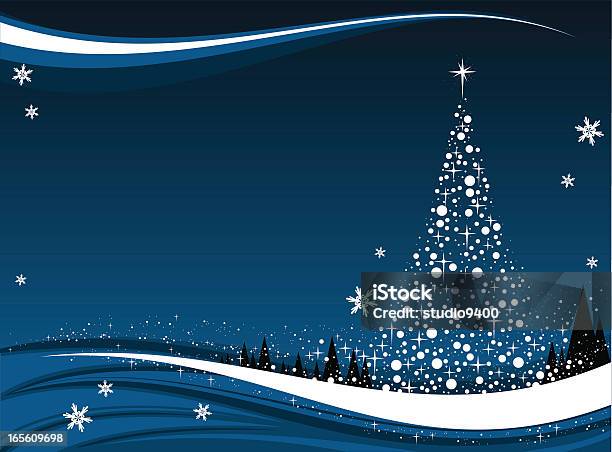 Cartão De Árvore De Natal De Flocos De Neve - Arte vetorial de stock e mais imagens de Cartão de Natal - Cartão de Natal, Natal, Religião