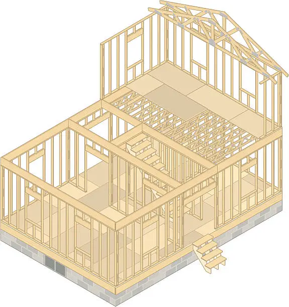 Vector illustration of House Cutaway Framed