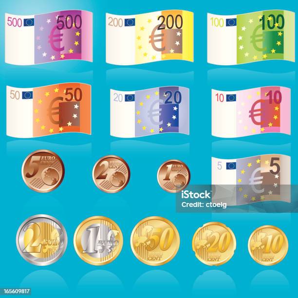 Eurobanknoten Und Muenzen Stock Vektor Art und mehr Bilder von EU-Währung - EU-Währung, Euro-Symbol, Geldmünze