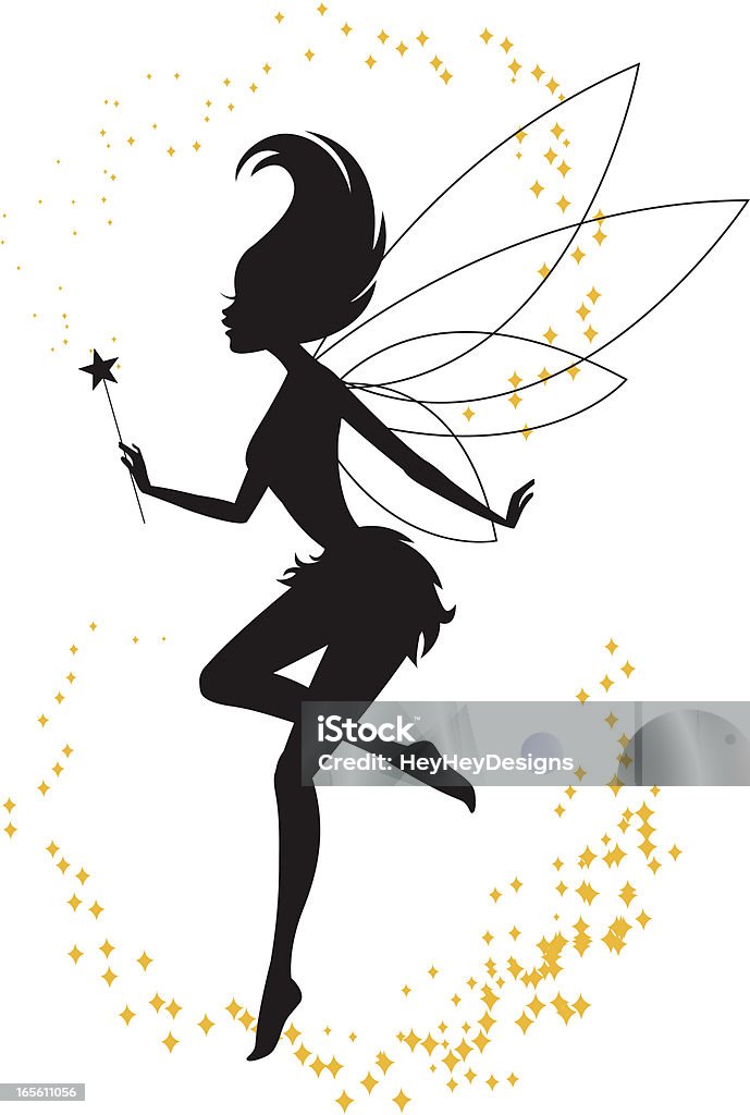 Fairy Magic The silhouette of a fairy playing with her magic wand. Fairy stock vector