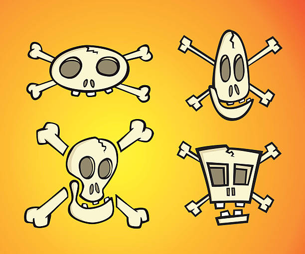 Silly Skulls vector art illustration