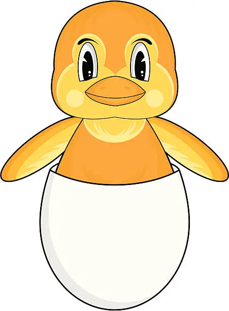 Vector illustration of Cute Duckling in Egg